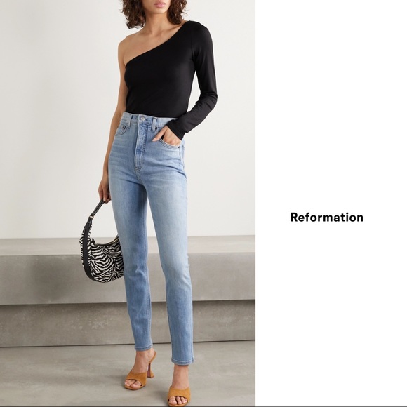 Reformation Denim - Reformation High Rise Slim Jeans true Blue